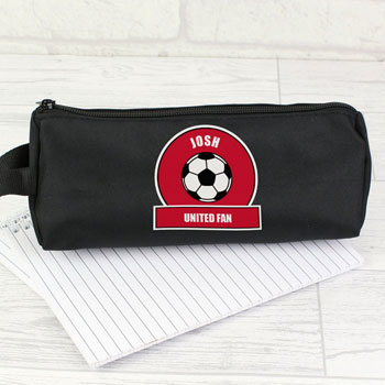 Personalised Red and Black Football Fan Pencil Case
