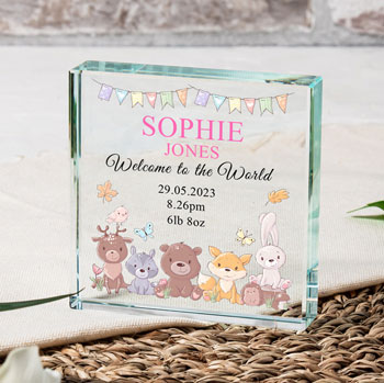 Personalised Glass Baby Token Welcome to the World