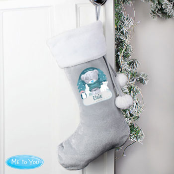 Personalised First Christmas Tatty Teddy Silver Stocking