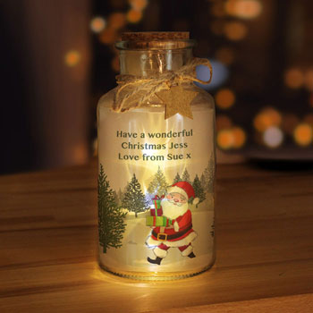Personalised Santa LED Glass Jar Christmas Decoration