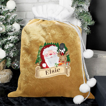 Kid's Personalised Christmas Santa Gold Sack