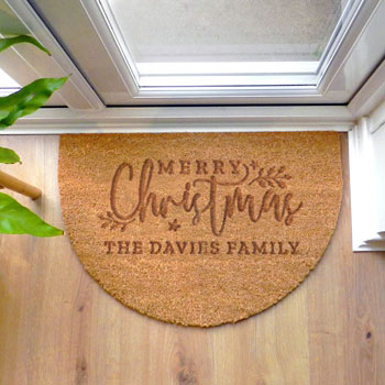 Personalised Christmas Half Moon Indoor Coir Doormat