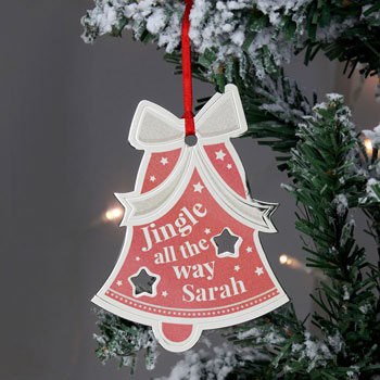 Personalised Jingle All The Way Bell Metal Tree Decoration