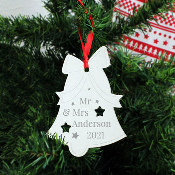 Personalised Couple's Metal Bell-Shaped Xmas Tree Decoration