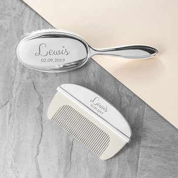 Personalised Classic Silver Plated Baby Brush And Comb Set