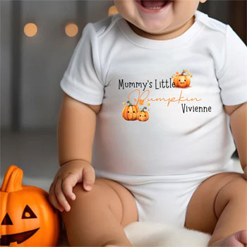 Personalised Little Pumpkin Baby Vest Halloween 0-12 Months