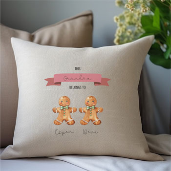 Personalised Christmas Gingerbread Man Cushion With Insert