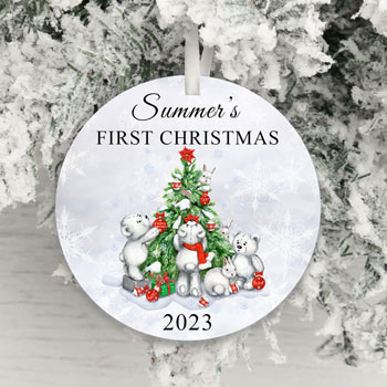 Acrylic Personalised Baby's First Christmas Tree Decoration