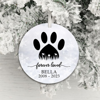 Personalised Paw Print Forever Loved Pet Tree Decoration