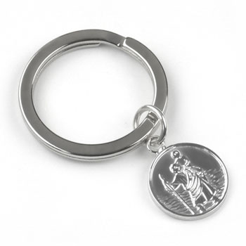 Sterling Silver St. Christopher Personalised Keyring