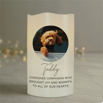 Personalised Photo Upload LED Pet Memorial Candle Dogs Cats