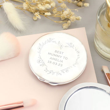 Personalised Floral Heart Compact Mirror