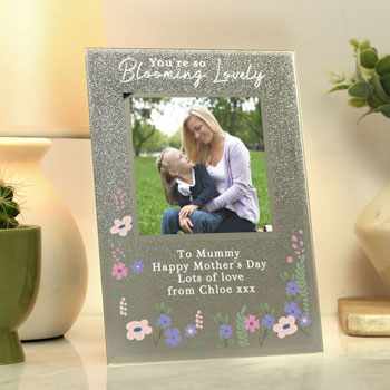 Personalised Blooming Lovely 6x4 Inch Glitter Photo Frame