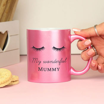 Personalised Eyelashes Pink Glitter Mug Women's Mug