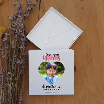 Love You Millions Photo Heart Pendant Sterling Silver