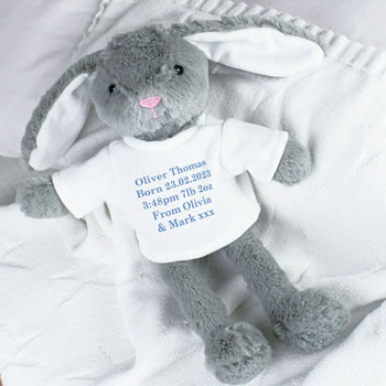 Personalised Message Bunny Rabbit in Jumper - Blue