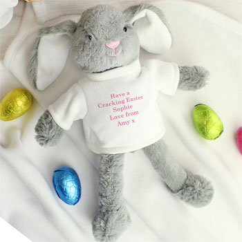 Personalised Easter Bunny Rabbit in Tee Shirt - Pink