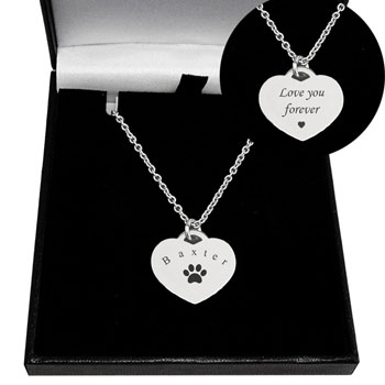 Personalised Paw Print Stainless Steel Pet Loss Necklace