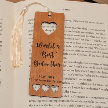 Personalised World's Best Godmother Cherry Wood Bookmark