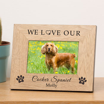 I Love My/We Love Our Dog Wooden Photo Frame 6 x 4 Inch