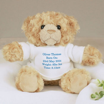 Boy's Personalised Message Teddy Bear Blue