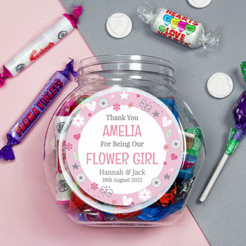Personalised Flower Girl Sweet Jar Appreciation Gift