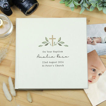 Personalised Religious Cross Square Photo Album With Sleeves
